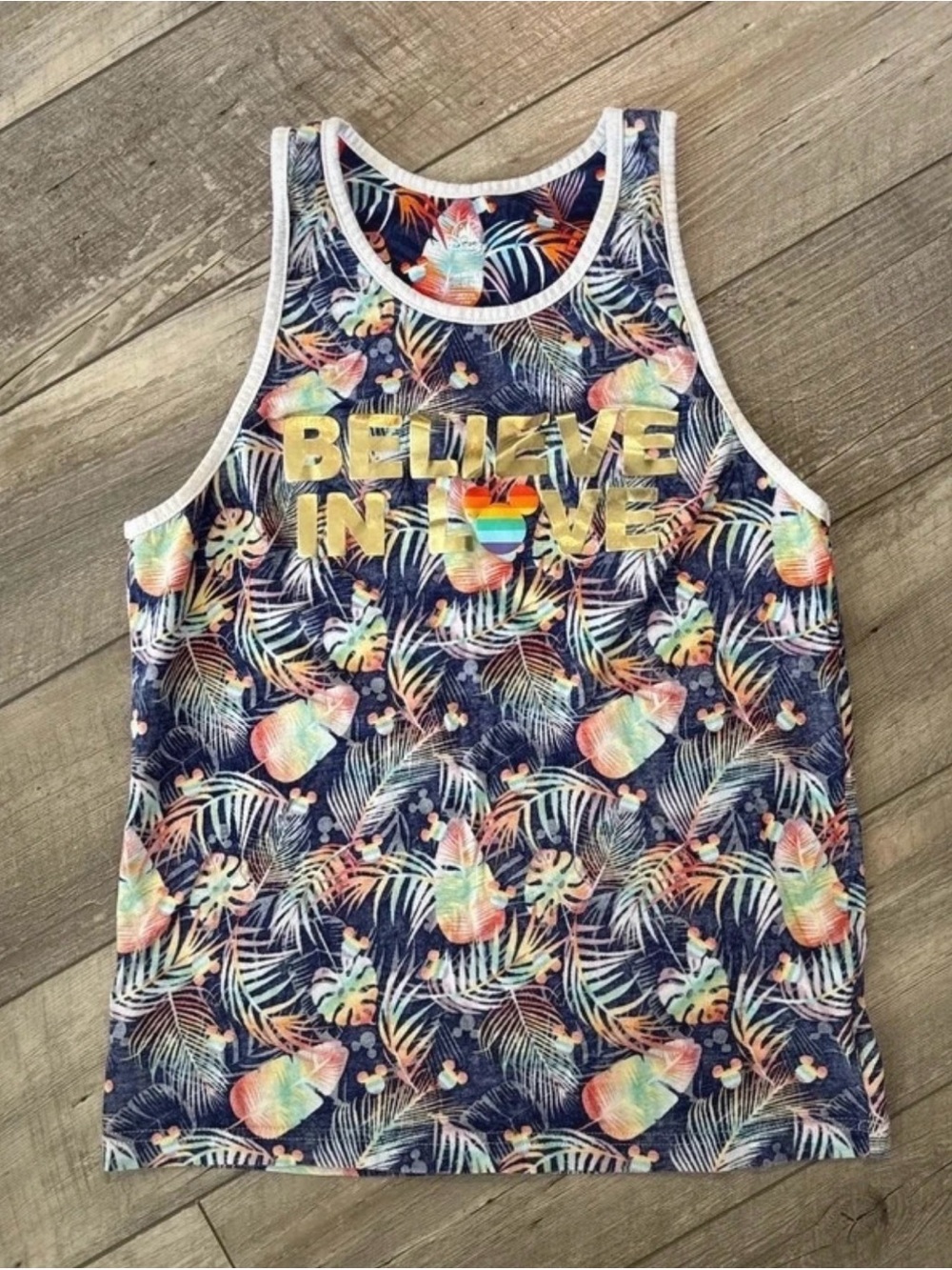 Disney Believe in Love Rainbow Mickey Tank Top Women's Small